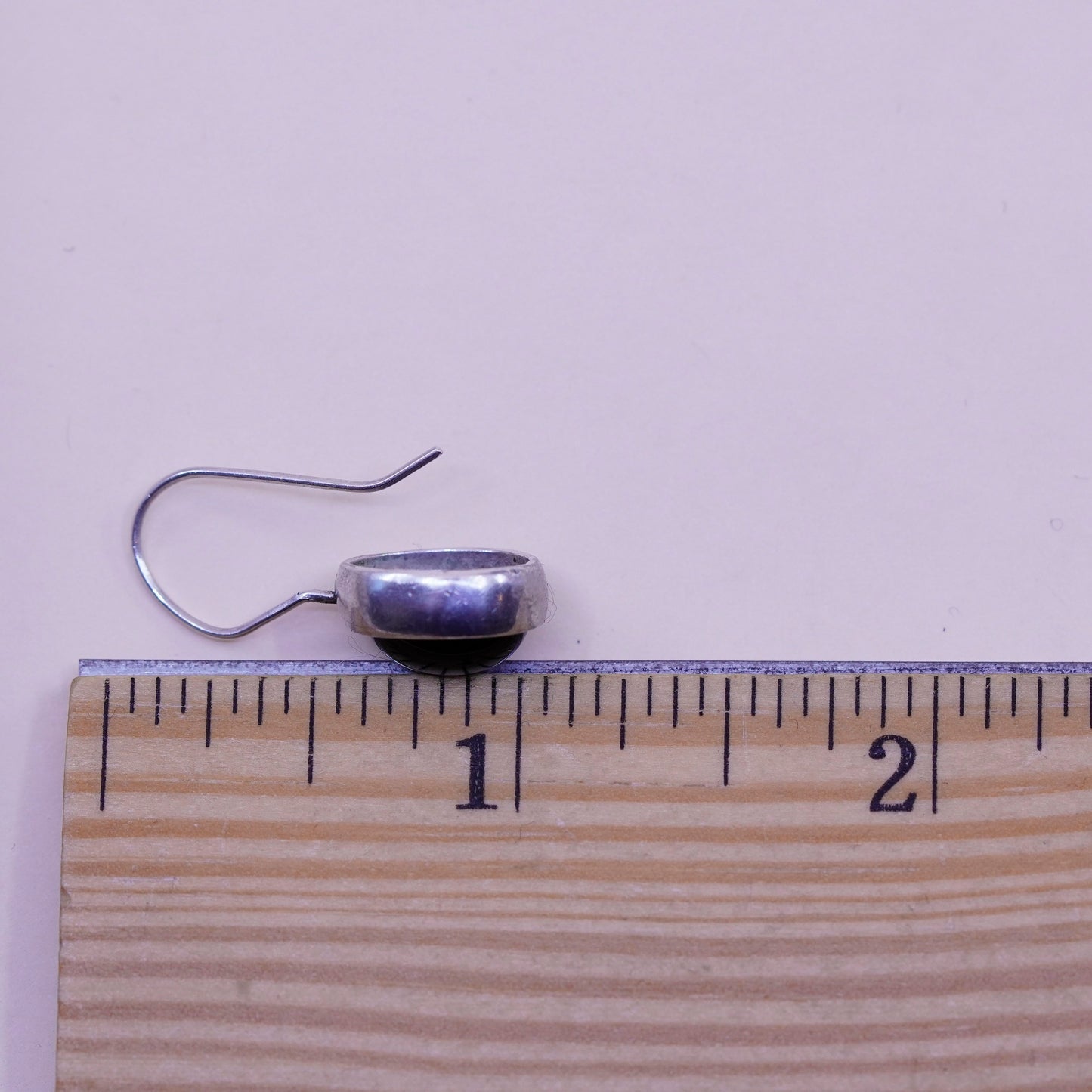 Vintage Sterling 925 silver handmade earrings with oval obsidian drops, elegant
