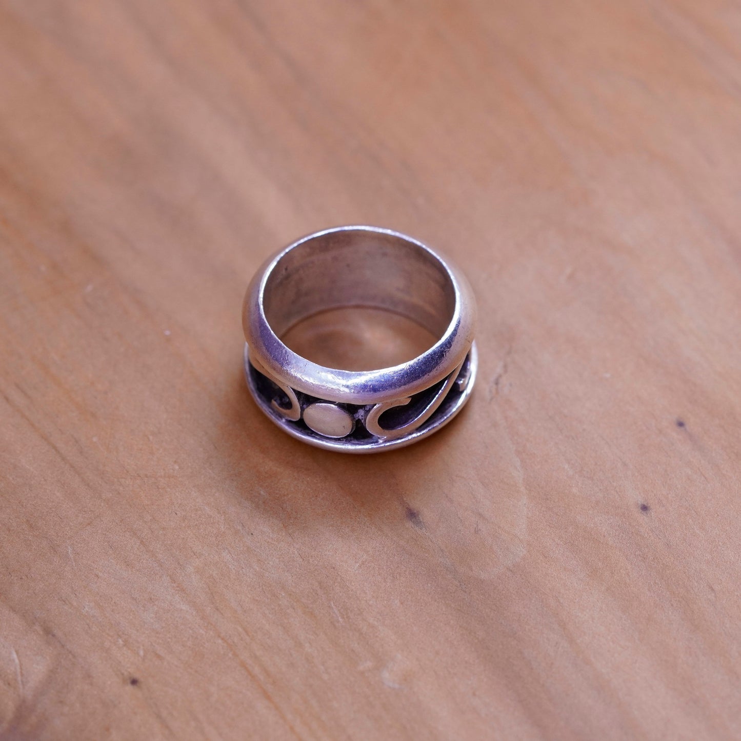Size 7.5, vintage Sterling silver handmade ring, 925 textured band