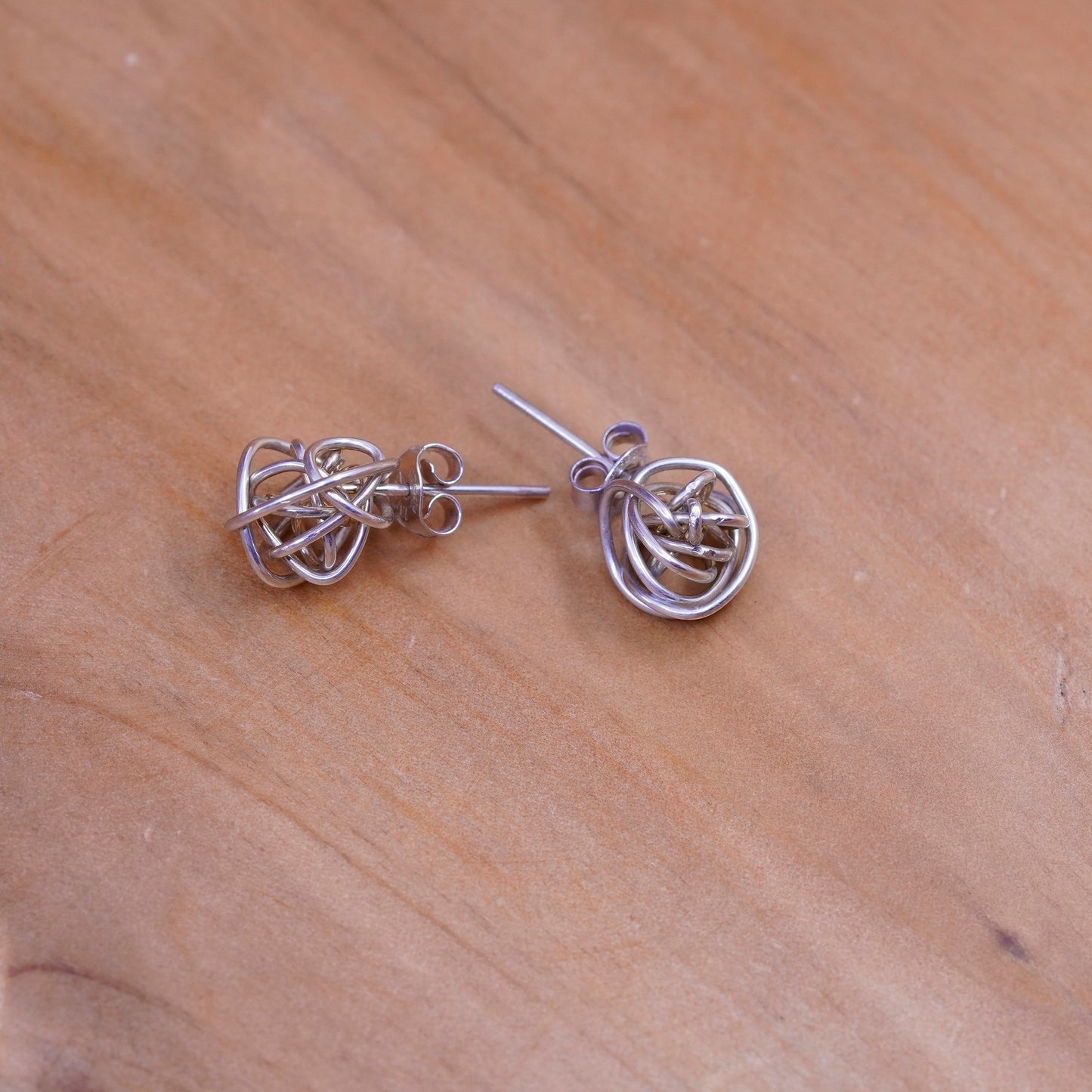 Vintage Sterling silver wired beads studs, 925 silver earrings