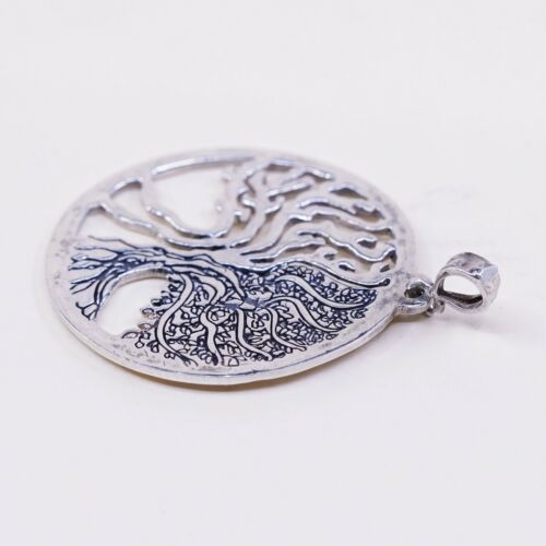 VTG MOSHE Sterling silver handmade pendant, 925 filigree Tree Tag