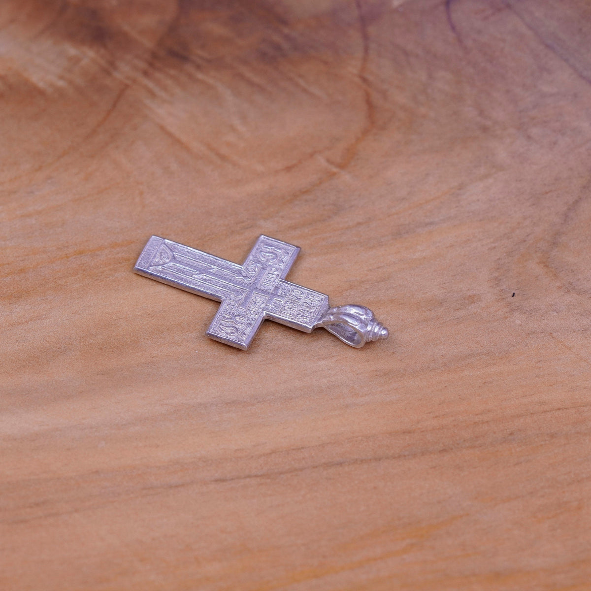 Vintage Sterling silver handmade pendant, 925 textured cross