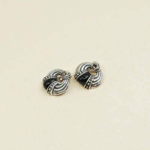 Vintage Sterling Silver Handmade Earrings, 925 Silver Studs W/ Obsidian Dangles
