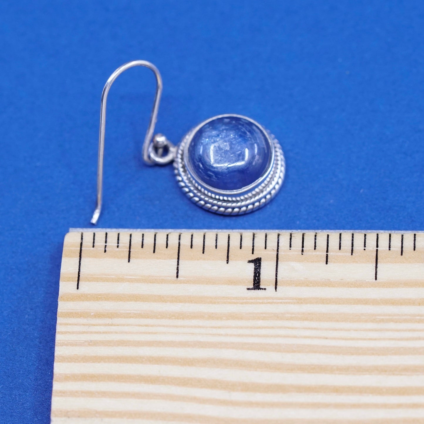 Vintage sterling silver handmade earrings, 925 with quality bright labradorite
