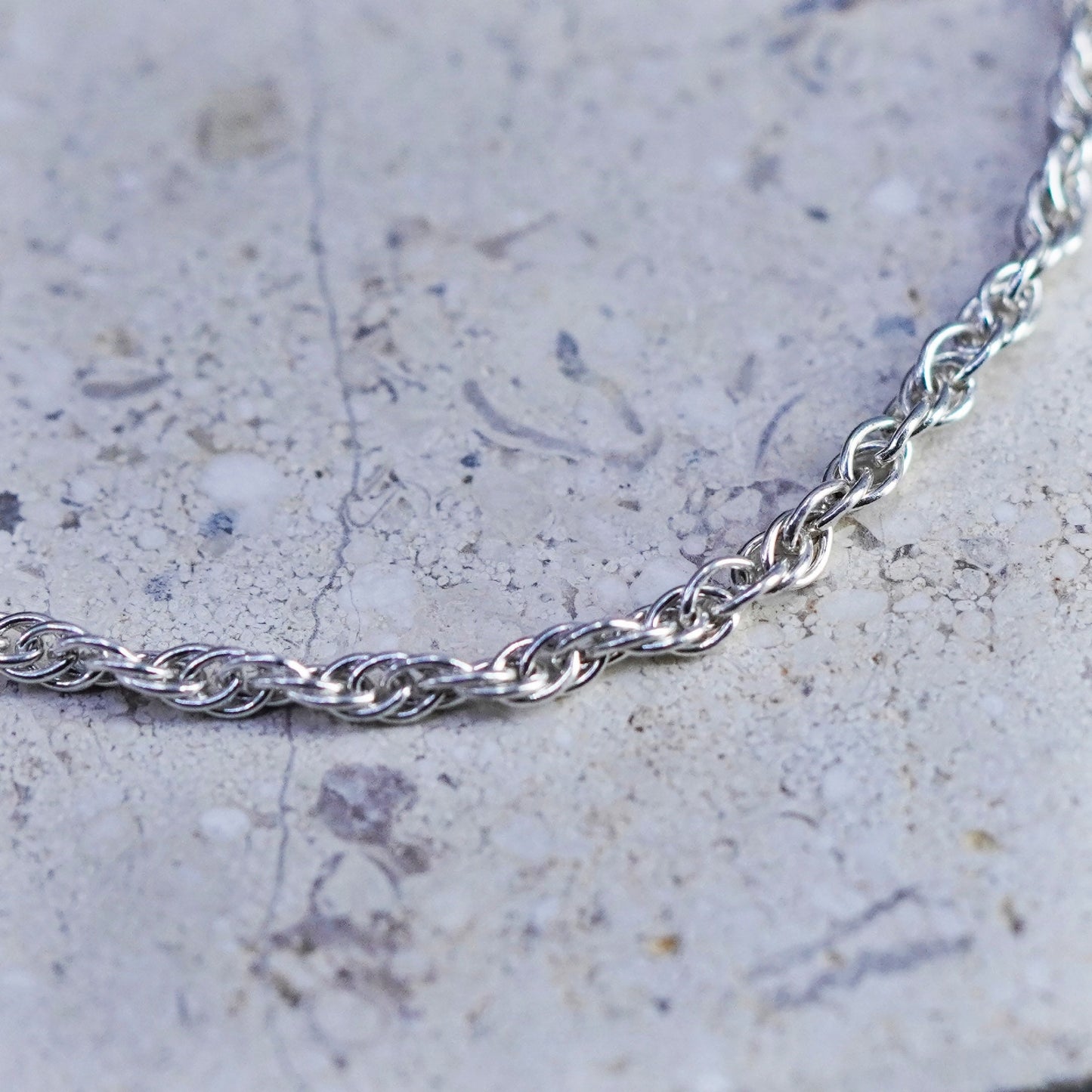 8”, 2mm, vintage sterling silver handmade bracelet, Italy 925 rope chain
