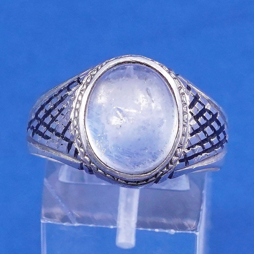 Size 11, vtg Sterling silver handmade ring, 925 band w/ glass