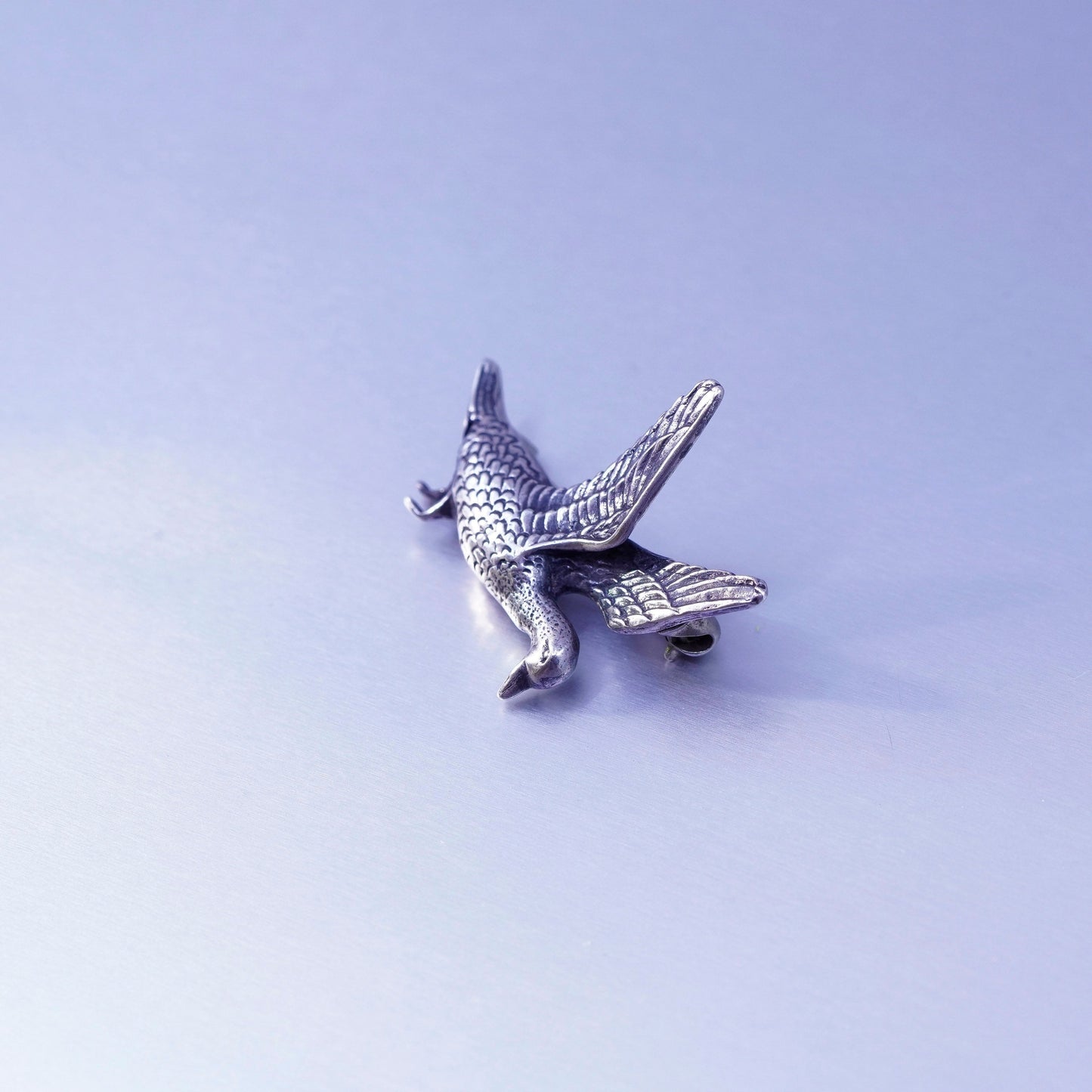 Vintage sterling silver handmade brooch, 925 duck goose pin
