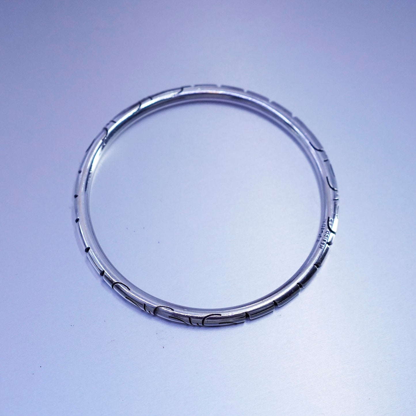 8”, Vintage Sterling 925 silver handmade bracelet, textured bangle