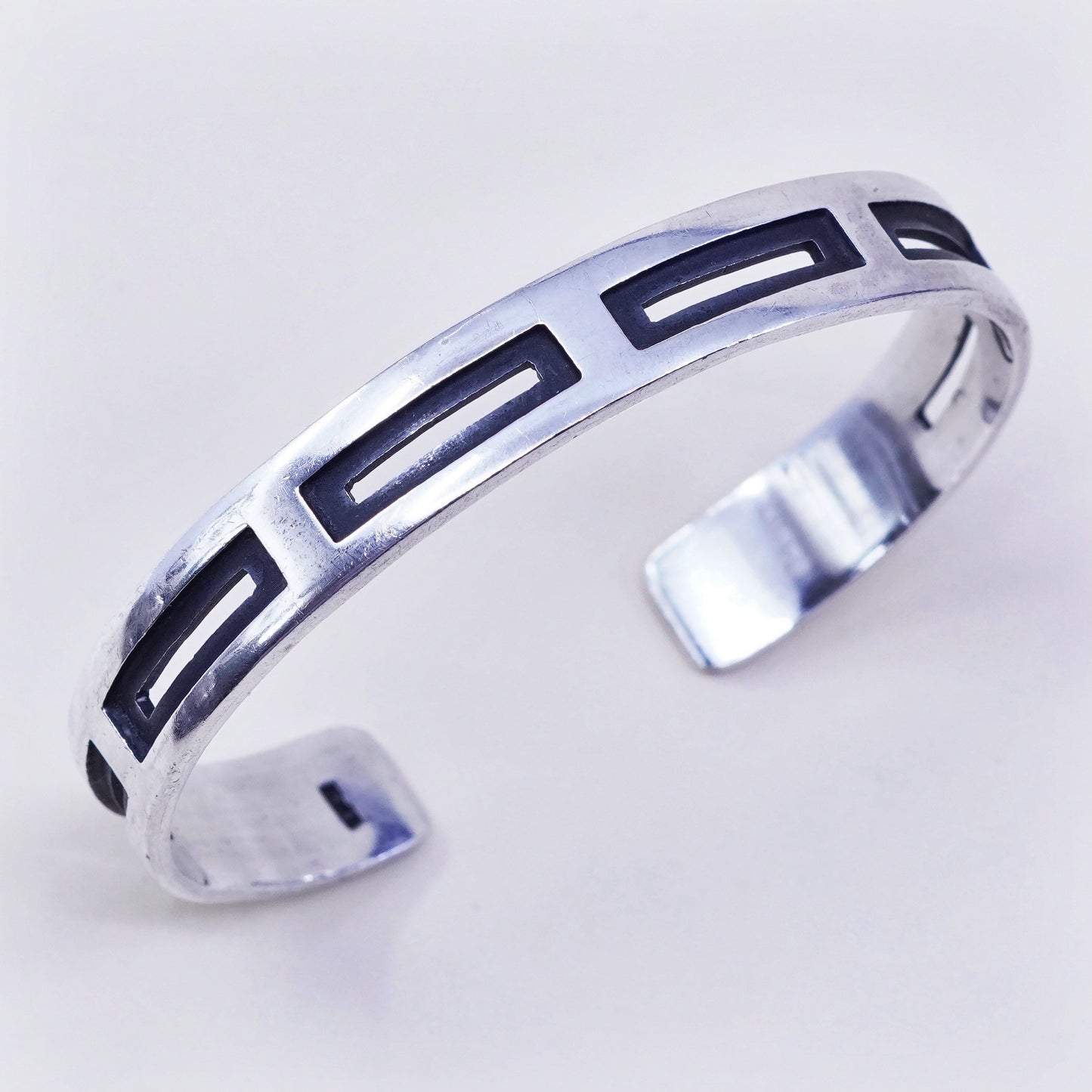 6.75”, vtg sterling silver cuff, handmade 925 bracelet, Modern polished cuff
