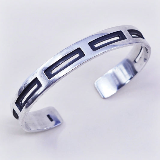 6.75”, vtg sterling silver cuff, handmade 925 bracelet, Modern polished cuff