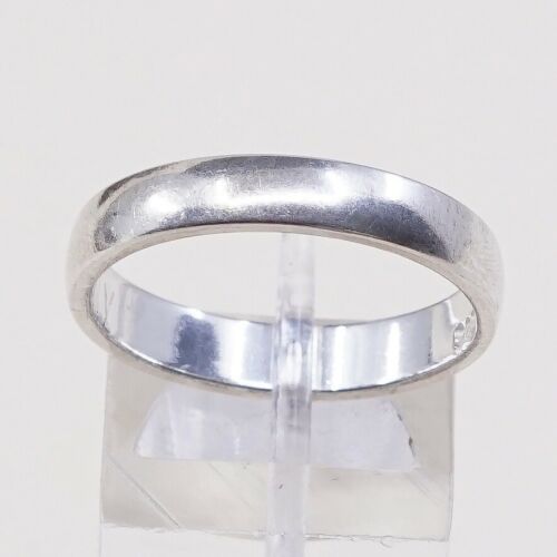 Size 9.5, Vtg Sterling Silver Handmade Wedding Ring, Solis 925 Silver Band