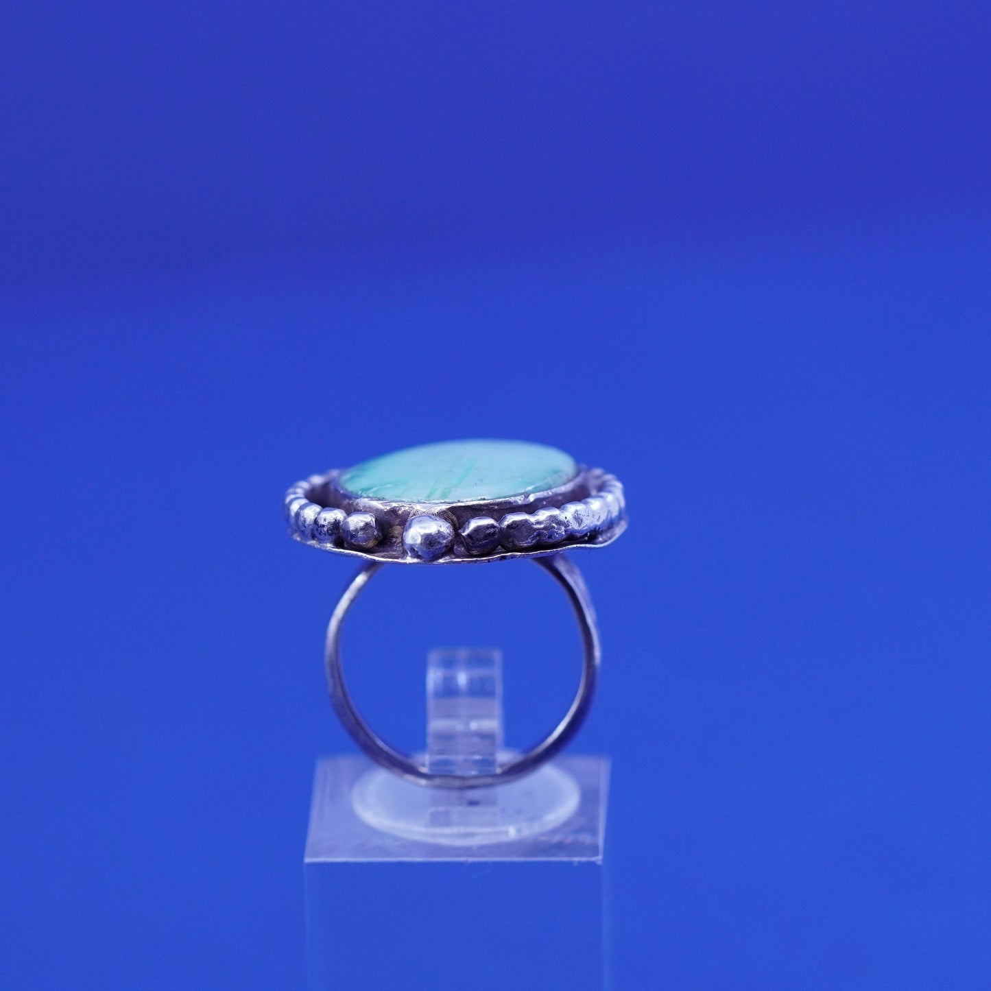 Size 5.5, vintage Sterling 925 silver handmade ring with turquoise, Silver tested