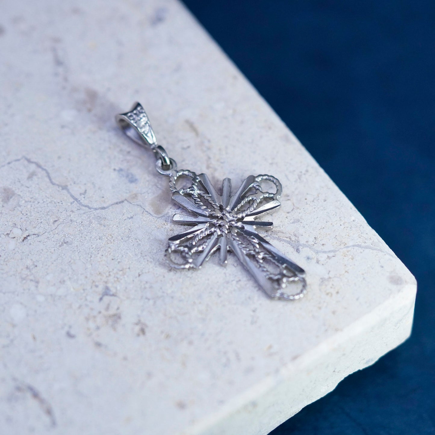 Sterling silver handmade pendant, 925 filigree cross charm