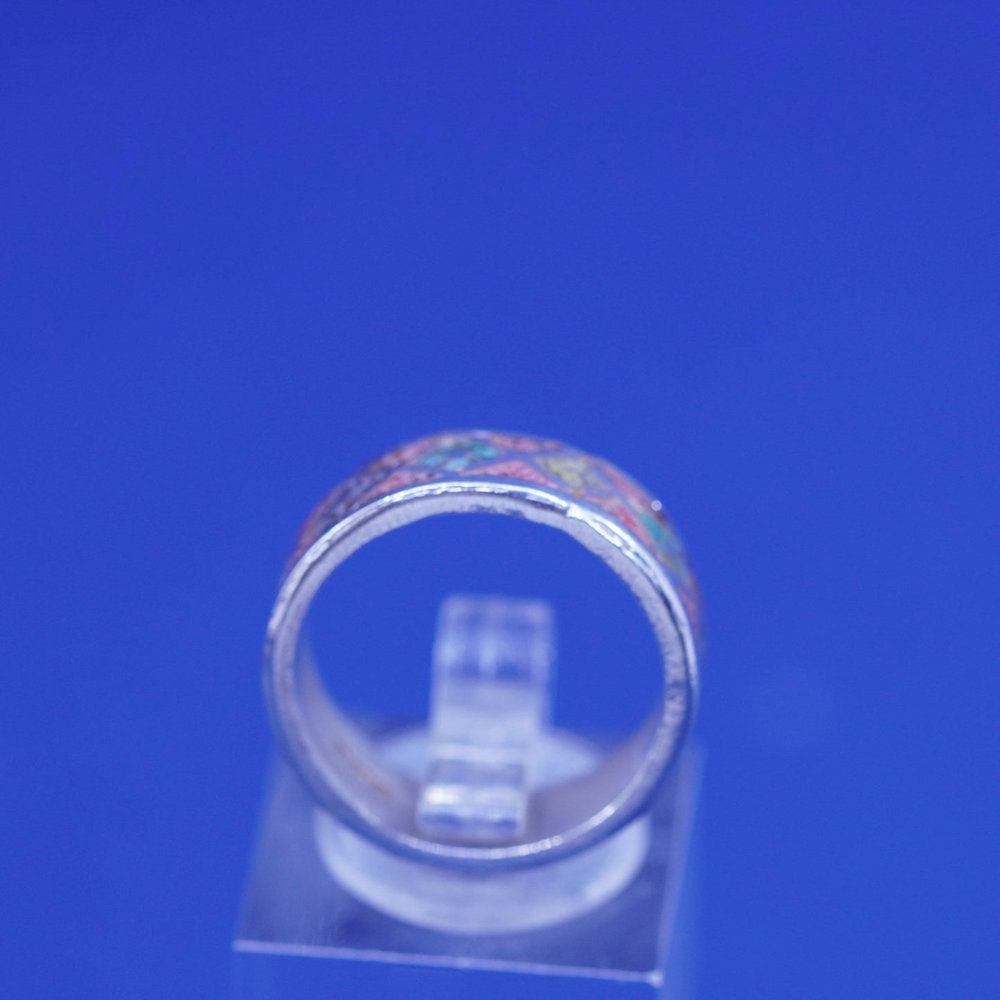 Size 6.5, zuni sterling silver ring, 925 band turquoise coral, Native American