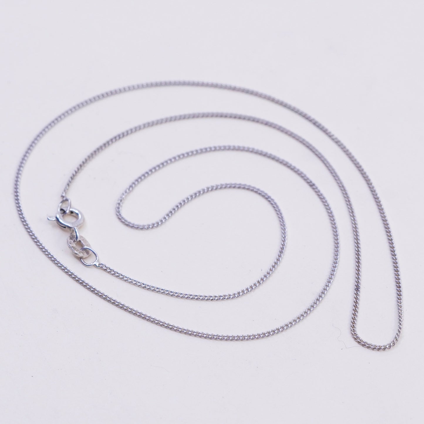 18”, 1mm, italy sterling silver handmade necklace, 925 curb chain