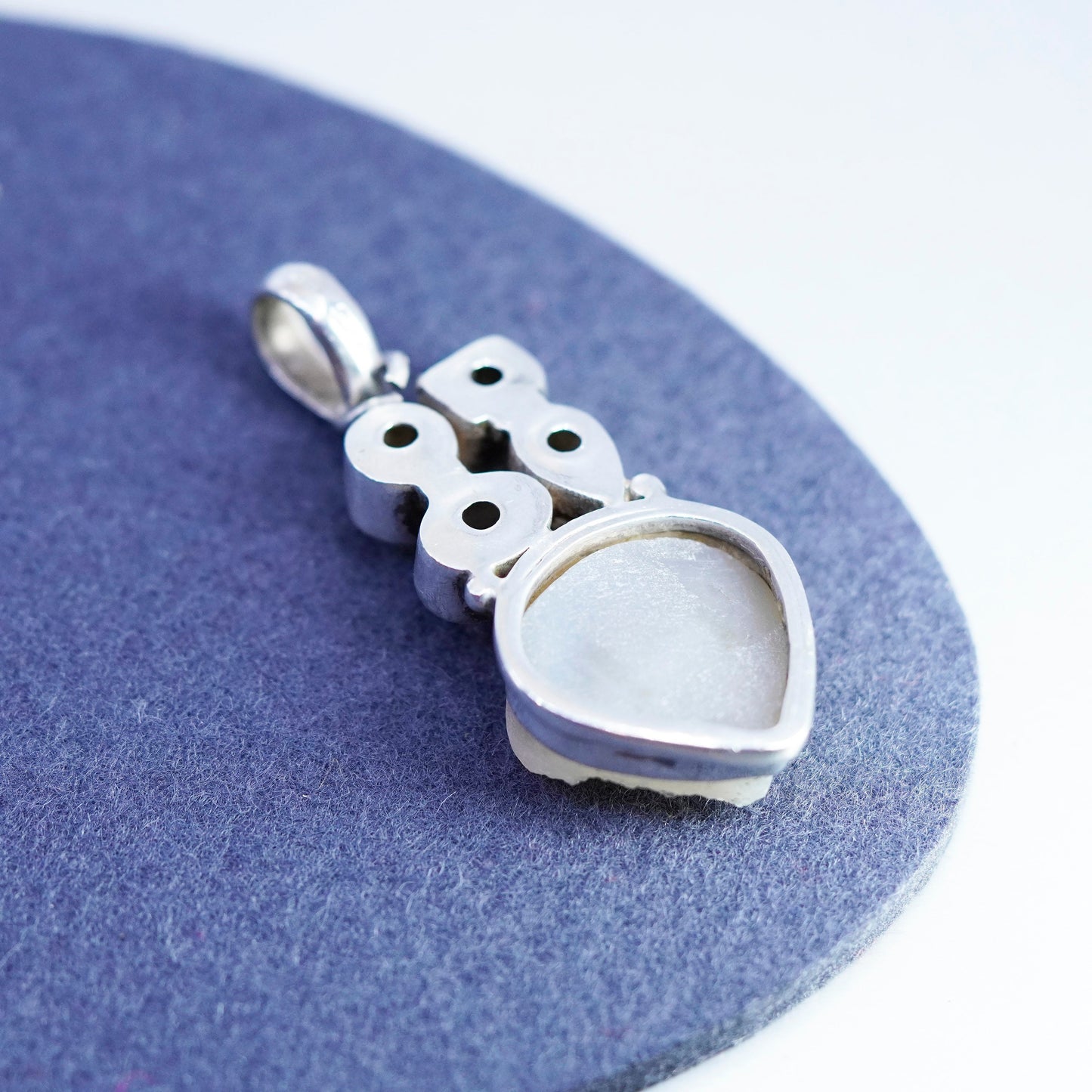 Mexico sterling 925 silver teardrop pendant with amethyst citrine clear druzy