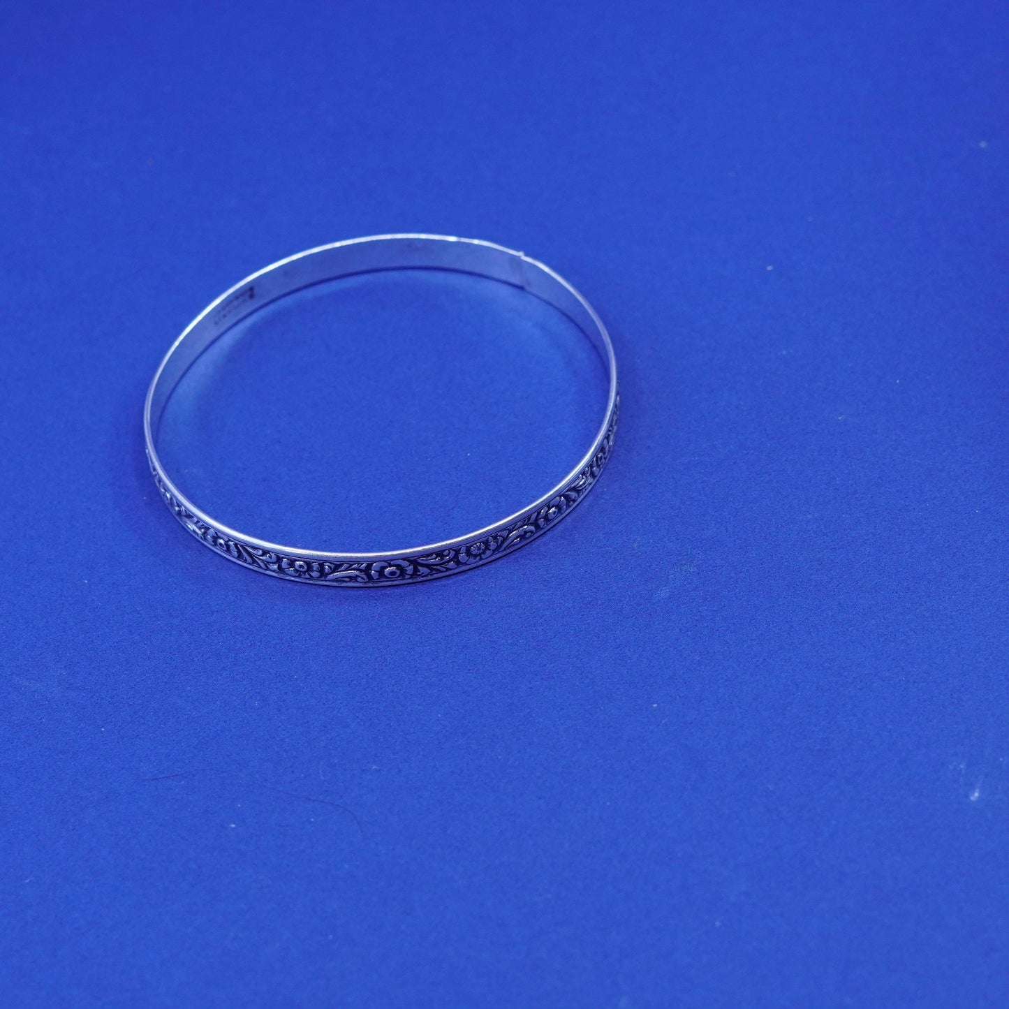 8.25”, danecraft sterling silver handmade bracelet, 925 floral textured bangle