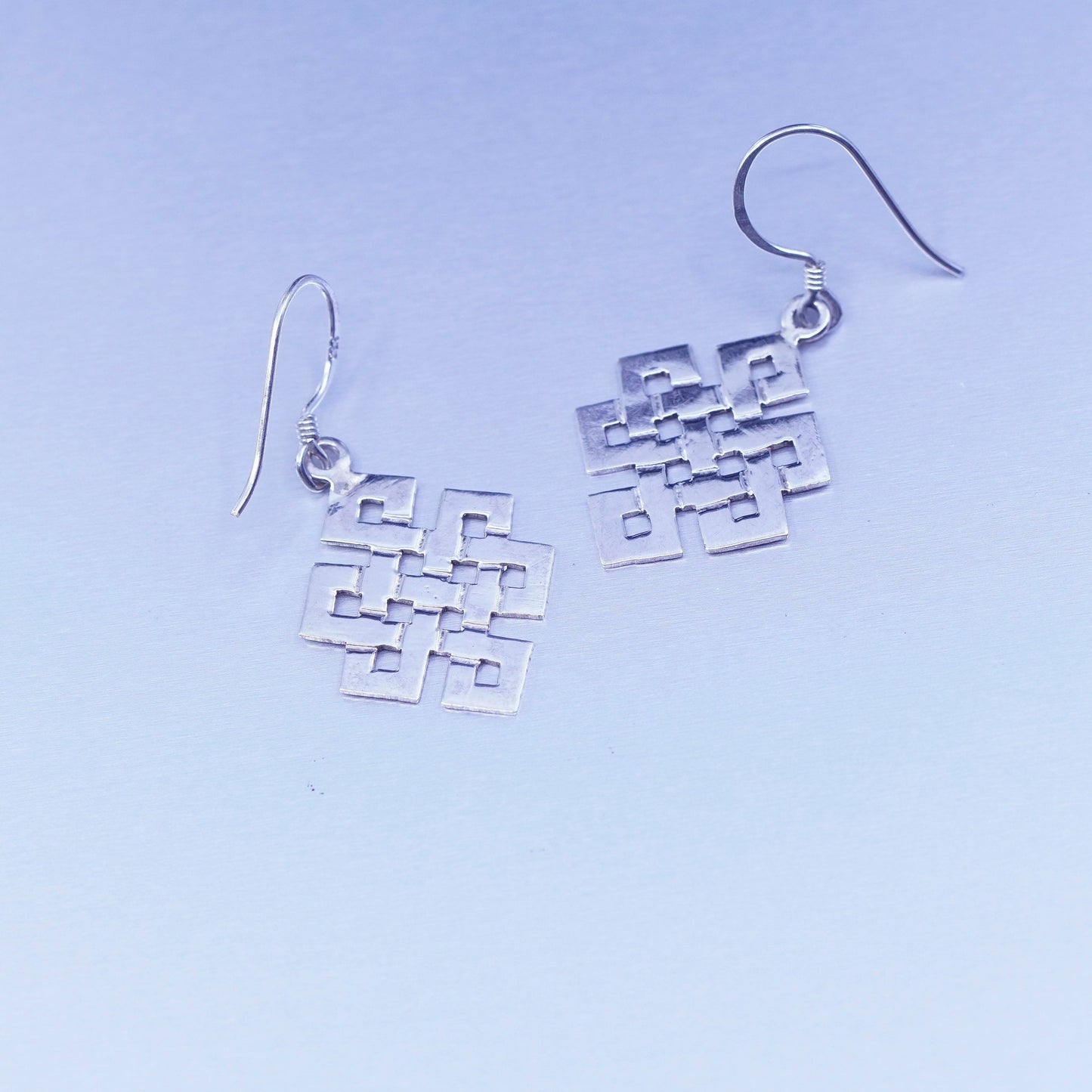 Vintage Irish Sterling 925 silver handmade filigree Celtic knot earrings
