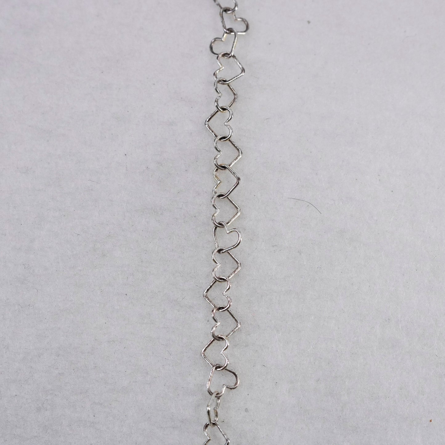 16” 7mm, vintage Italy Sterling 925 silver heart link chain necklace