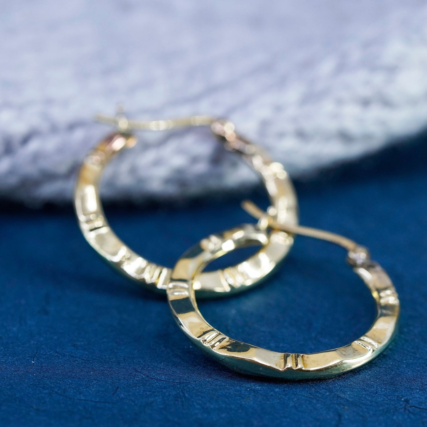 1”, vintage vermeil gold over Sterling silver handmade earrings, 925 hoops