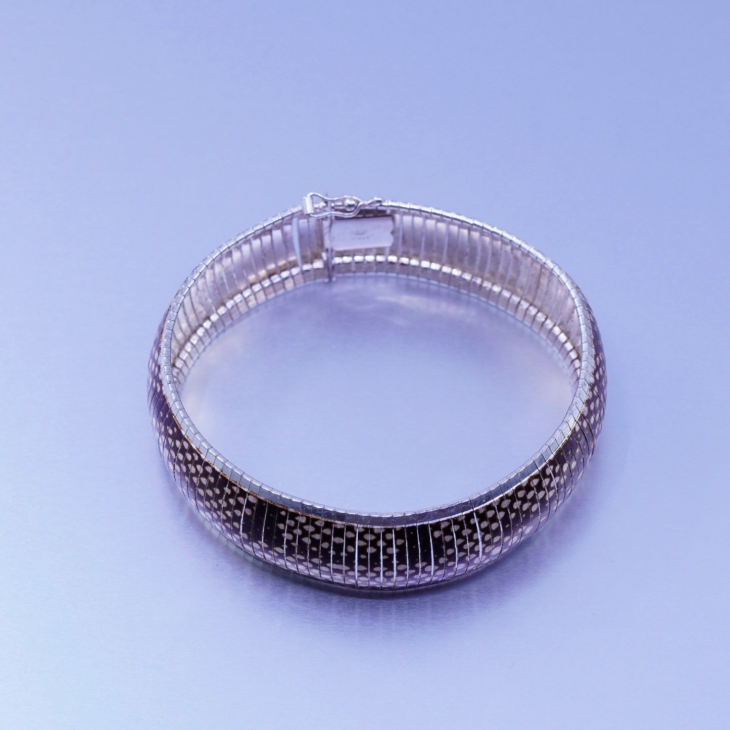7.25”, Vintage Italy Sterling 925 silver handmade bracelet textured omega chain