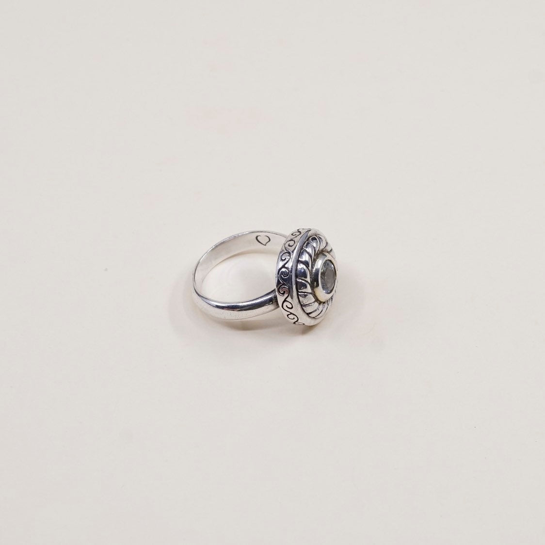 sz 8.25, Brighton Sayan Sterling silver statement ring, 925 cable around cz
