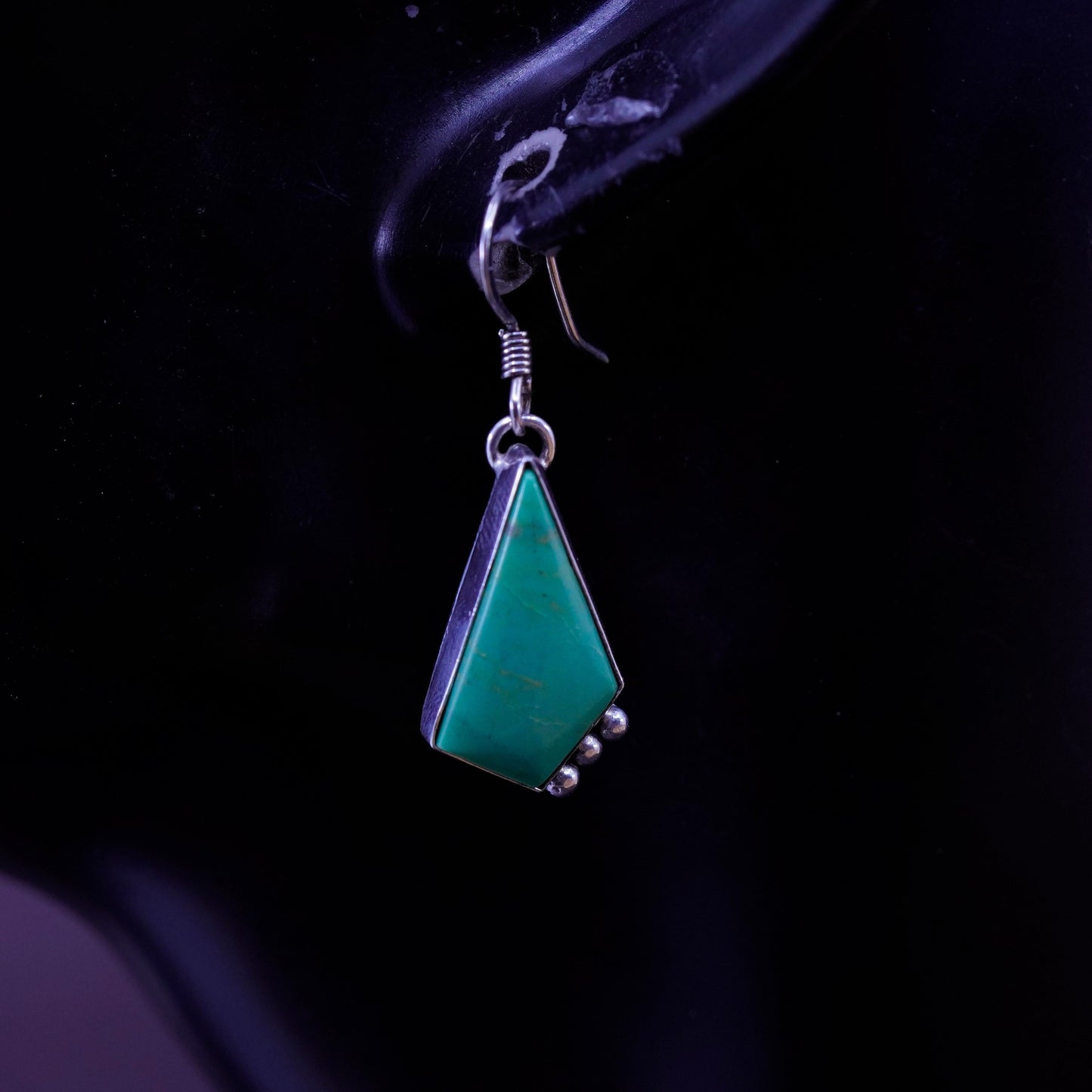 Vintage Sterling 925 silver handmade earrings with turquoise inlay