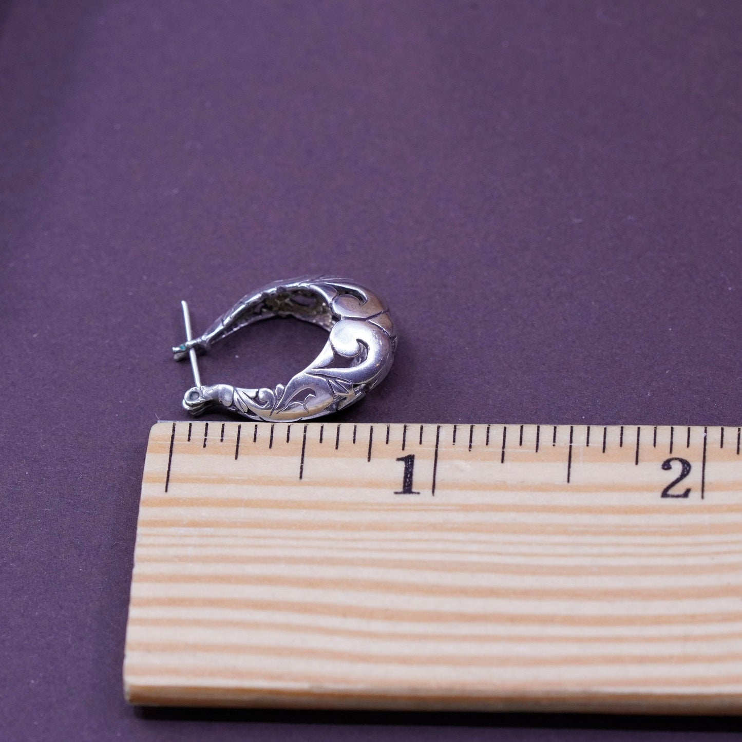 0.75”, slipada Sterling silver handmade earrings, 925 huggie, filigree hoops