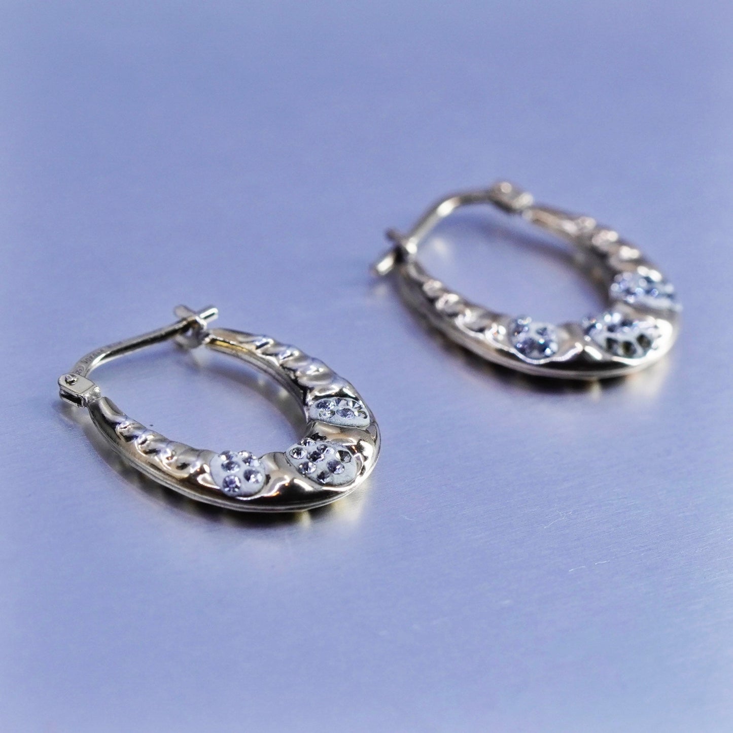0.75”, vintage vermeil gold over Sterling silver earrings, 925 hoops with cz