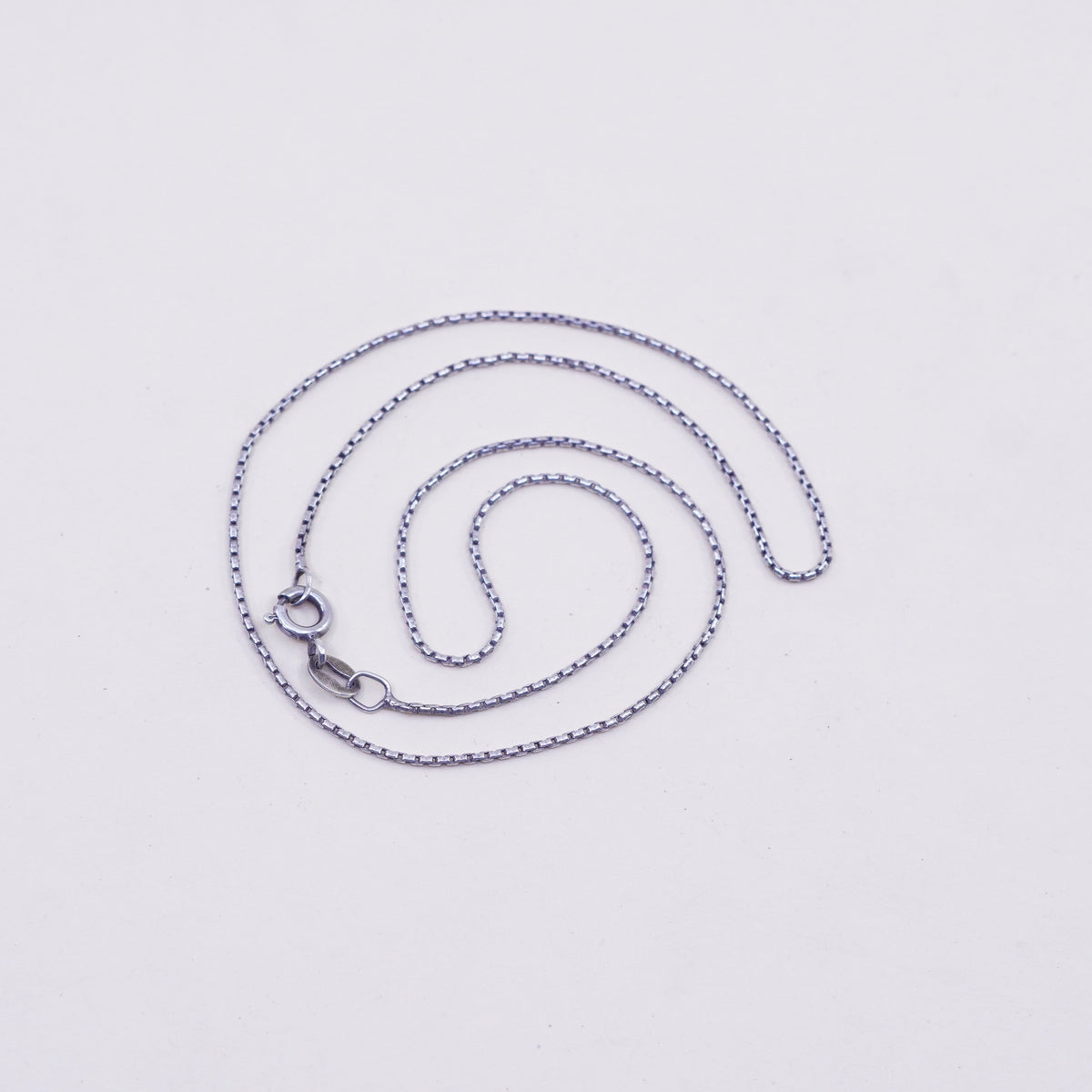 16”, 1mm, Vintage sterling silver Italy 925 silver box chain, necklace