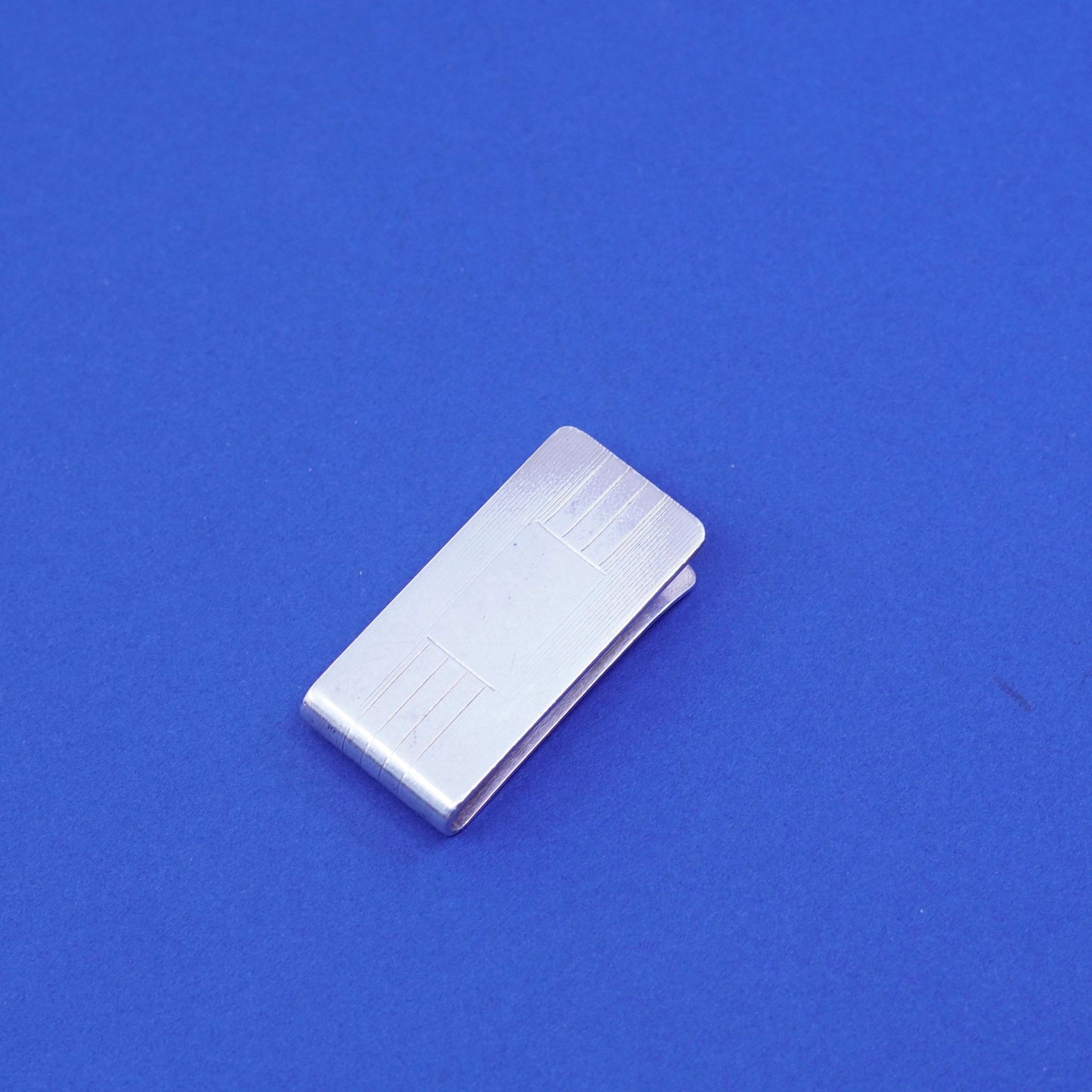 Vintage sterling silver handmade tie clip, 925 money clip with pattern engraved