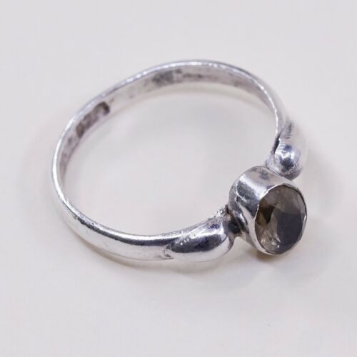 Sz 7, Sterling Silver handmade Ring, 925 Silver Ring W/ Smoky Topaz, Stamped 925