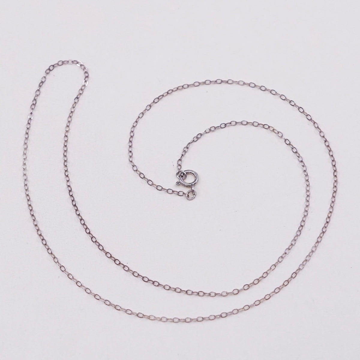 18”, 1mm, Vintage sterling silver flatten circle chain, Italy 925 necklace