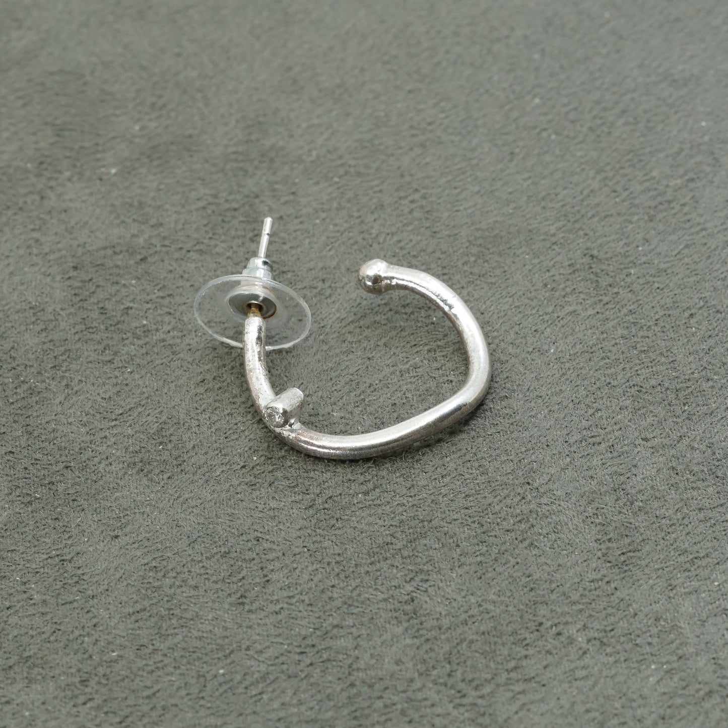 1", Sterling silver handmade hoops, 925 earrings w/ crystal, simple yet elegant