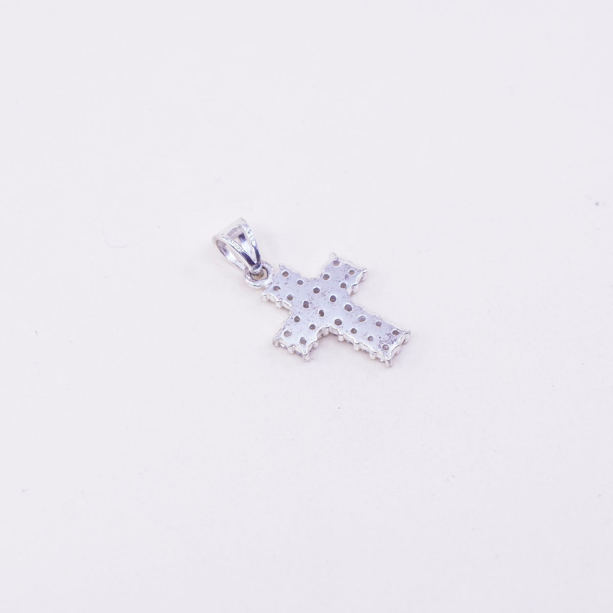 Vintage sterling silver pendant, 925 cross handmade pendant with Cz