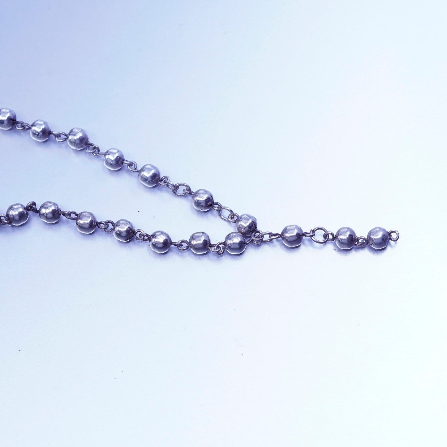 28”, vintage Sterling 925 silver handmade bead necklace