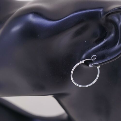 0.75”, 925 Sterling Silver textured Hoop Pierced Earrings, 925 silver huggie