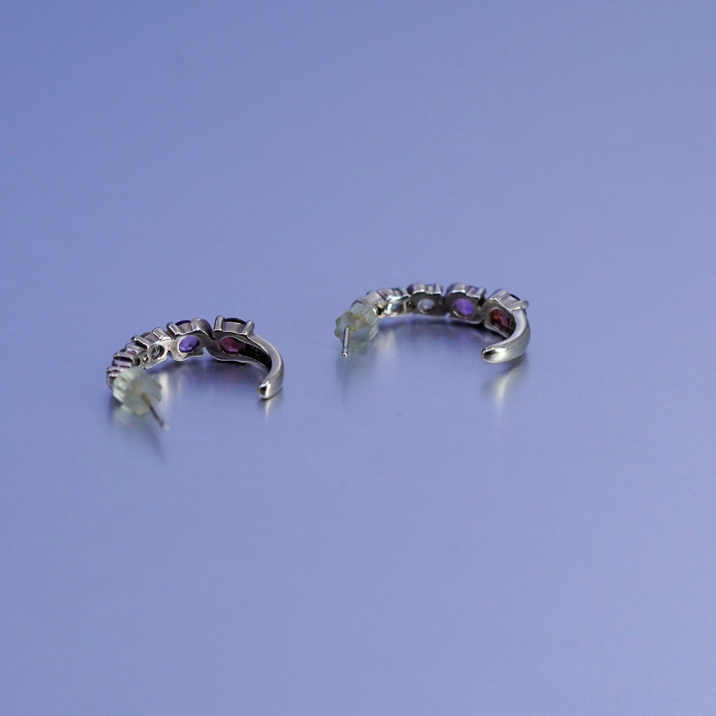 0.75”, vermeil gold Sterling silver earrings 925 hoops peridot citrine amethyst