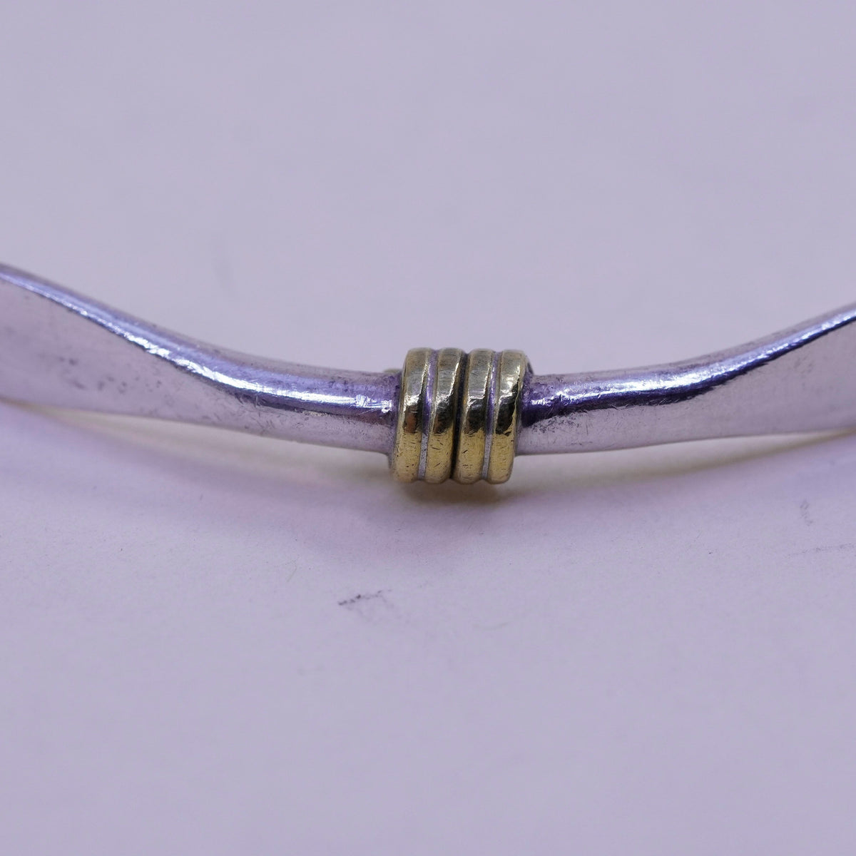 8”, vintage sterling 925 silver handmade stackable bracelet, bangle with brass