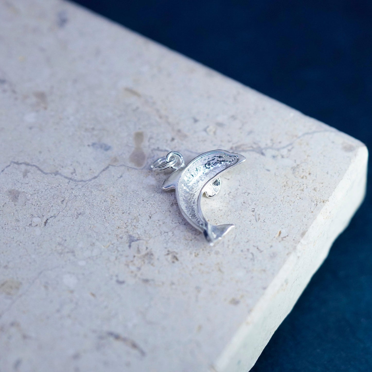 Vintage Sterling silver handmade dolphin pendant, 925 charm