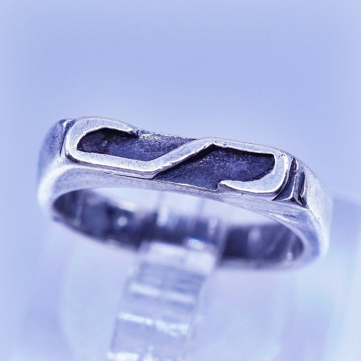 Size 5, vintage Sterling 925 silver stackable ring, initial letter S band