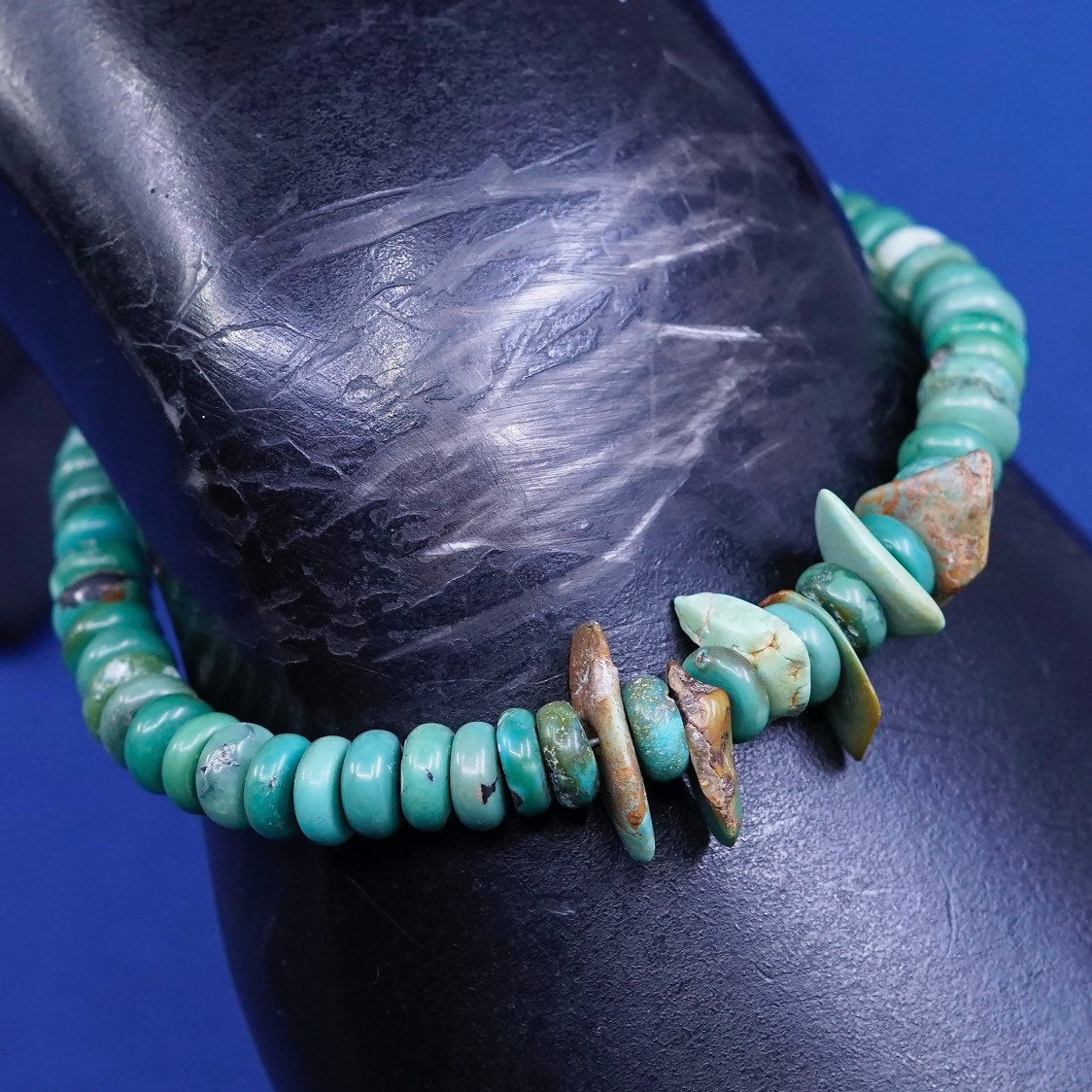 6”, sterling silver handmade bracelet, Native American navajo heishi turquoise