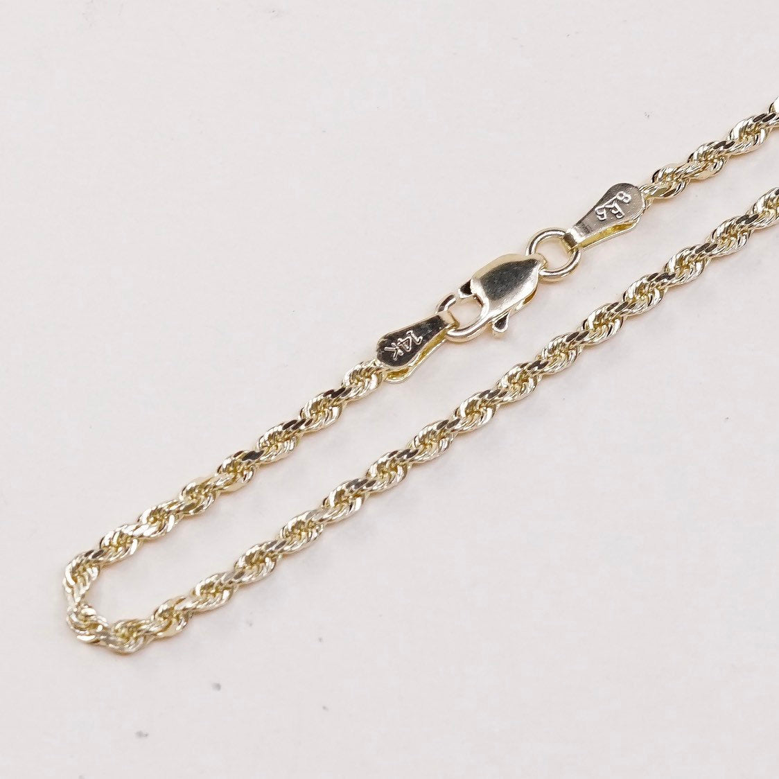 20", 2mm, vtg BBB14K gold chain, solid 585 Italy French rope necklace