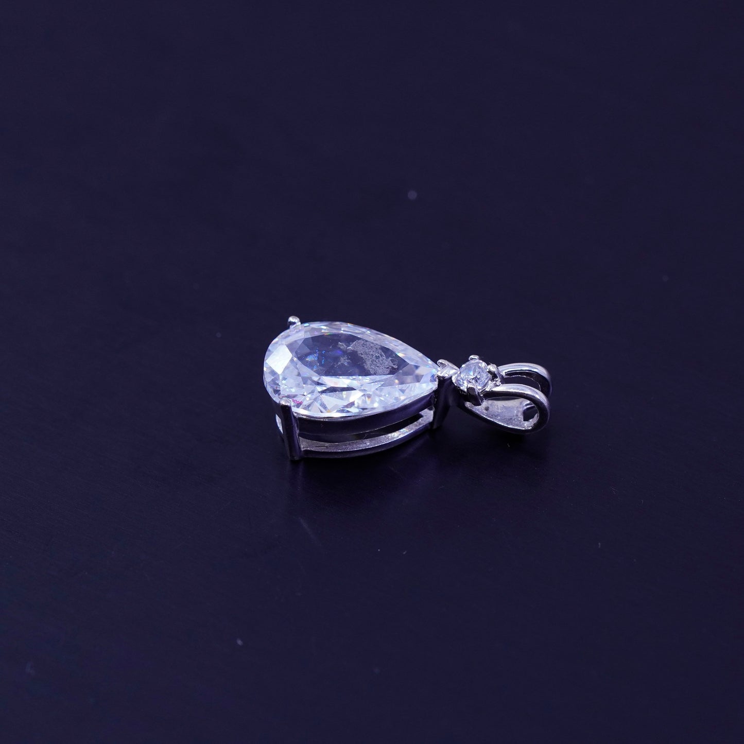 antique sterling 925 silver pendant with teardrop Cz