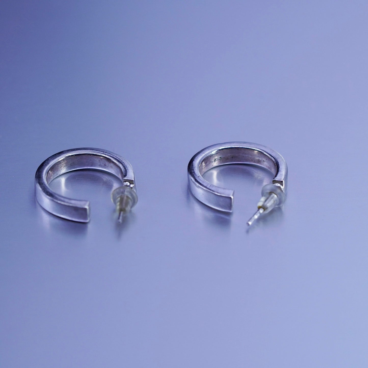 0.75”, vintage Sterling silver handmade earrings, bold 925 hoops