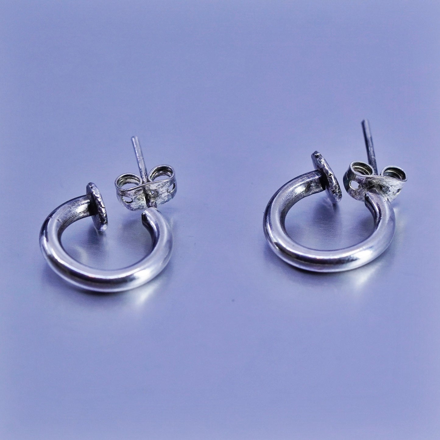 0.5”, vintage Sterling silver handmade earrings, 925 hoops