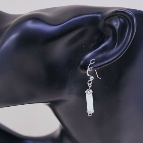 Amazing handmade Sterling 925 Silver earrings, 925 Wire Hooks W/ Jade Tube