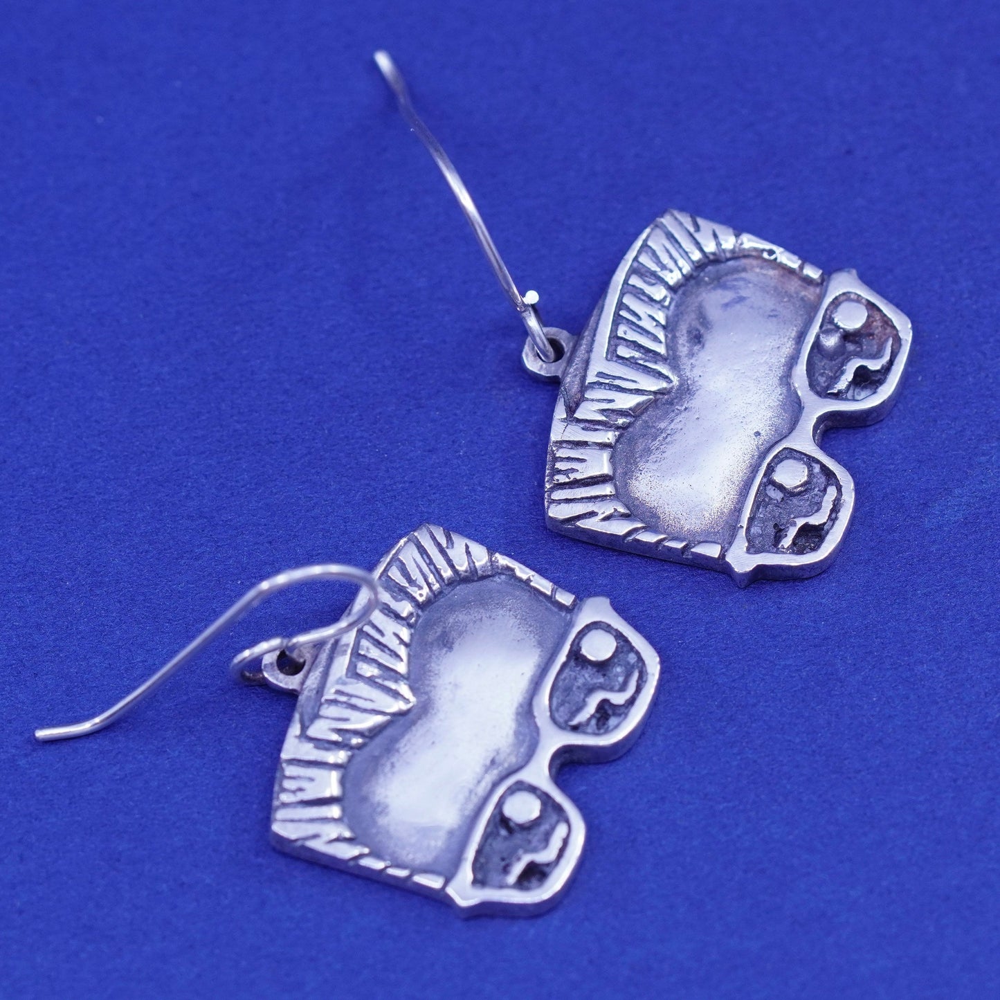 sterling 925 silver earrings, comic book figure forehead with sunglasses