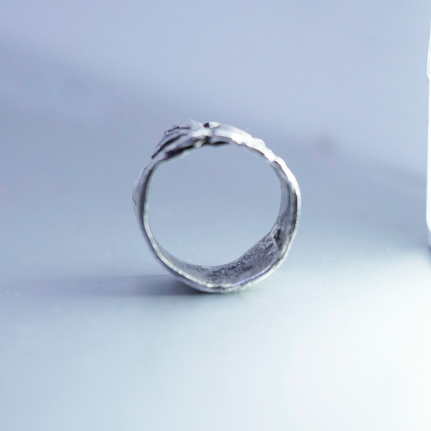 Size 11.5, southwestern free form Sterling 925 silver ring, wide leafy band