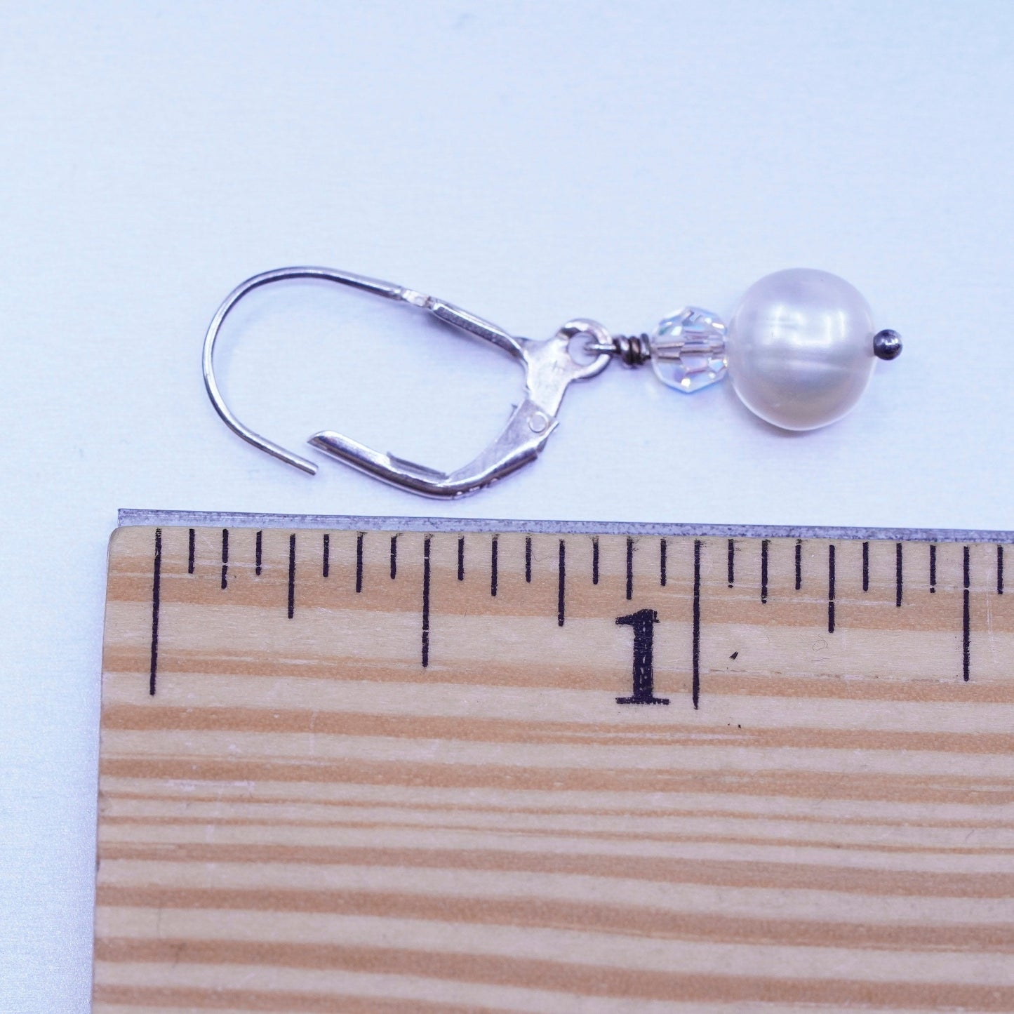 Vintage Sterling 925 silver handmade earrings with pearl