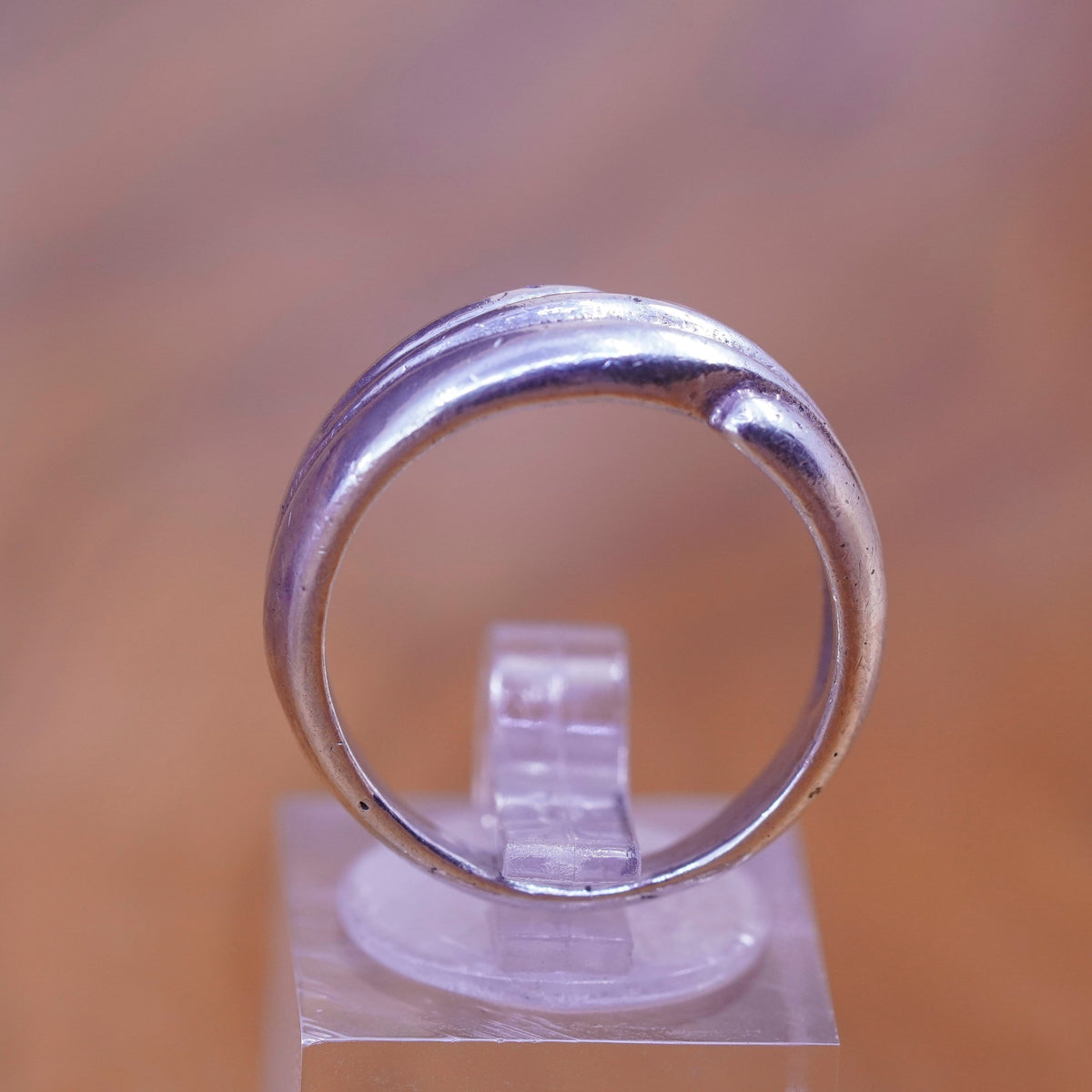 Size 7.25, sterling silver handmade ring, 925 ribbed band, minimalist modernist